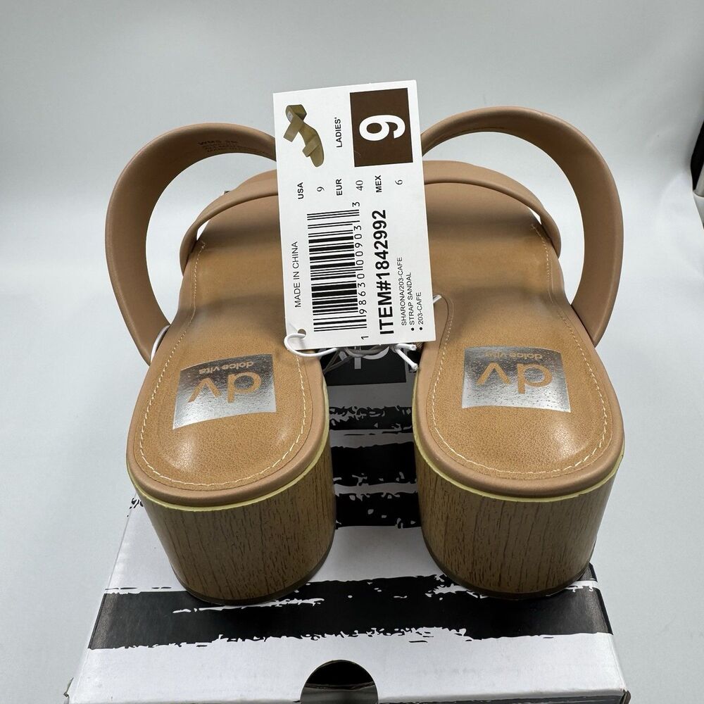 New Dolce Vita Sharona Women’s Dual Straps with Block Heel Sandals Cafe Size 9 - Picture 9 of 14